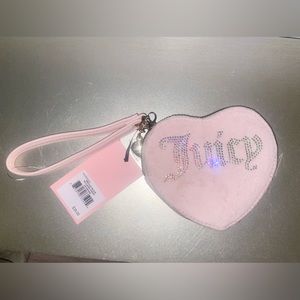 Juicy Couture Pink Clay Velour Be Classic II Heart Zip Around Wallet NWT